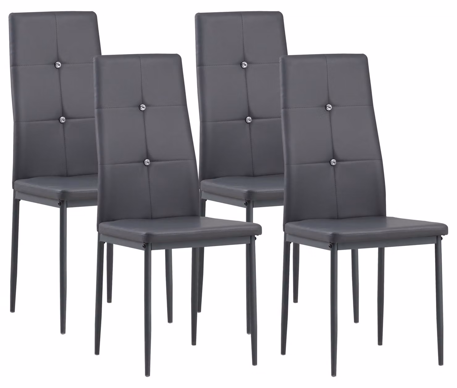 Albatros sedie da sala da pranzo DIAMOND set di 4, grigio - Elegante look a diamante, sedia imbottita, rivestimento in Pelle finta, design moderno ed elegante per il tavolo da pranzo - sedia da cucina, sedia da sala da pranzo con elevata capacità di caric