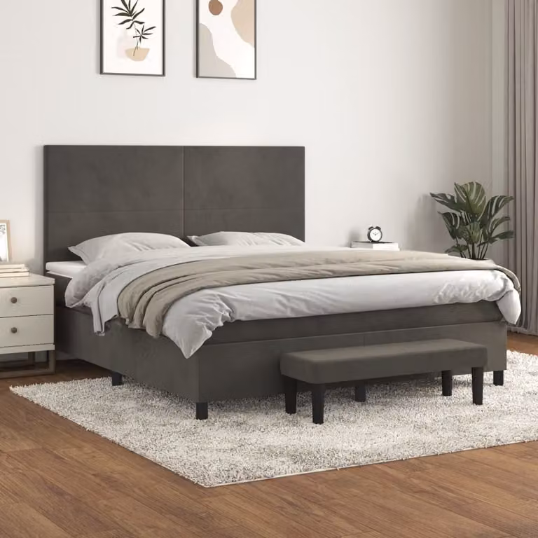 Maison Exclusive - Giroletto a Molle con Materasso Grigio Scuro 180x200 cm Velluto