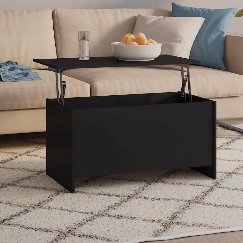 vidaXL Tavolino da Salotto Moderno Nero in Legno e MDF L: 102 cm, P: 55,5 cm, H: 52,5 cm