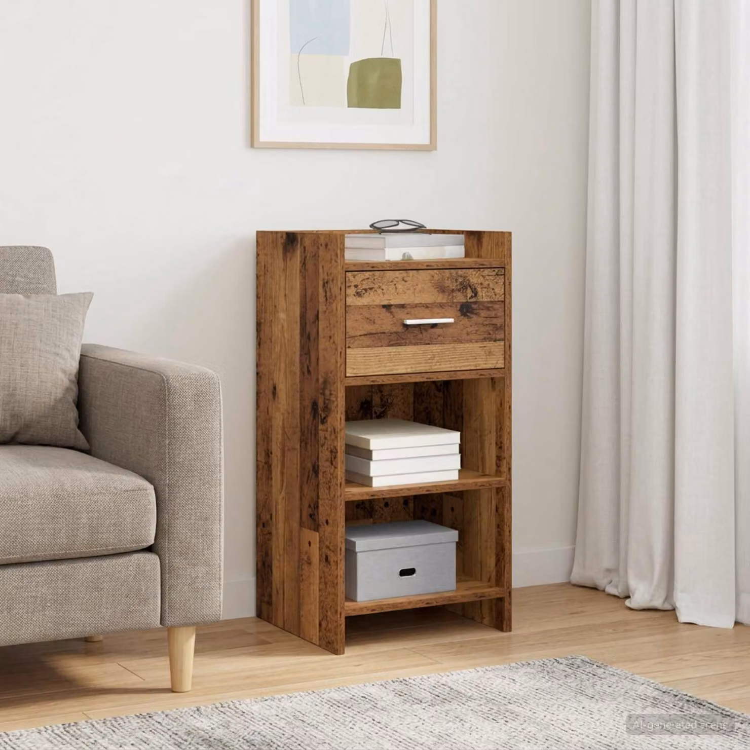 Credenza moderna vidaXL in legno antico e metallo, colore marrone, L 40 cm x P 36 cm x H 80 cm