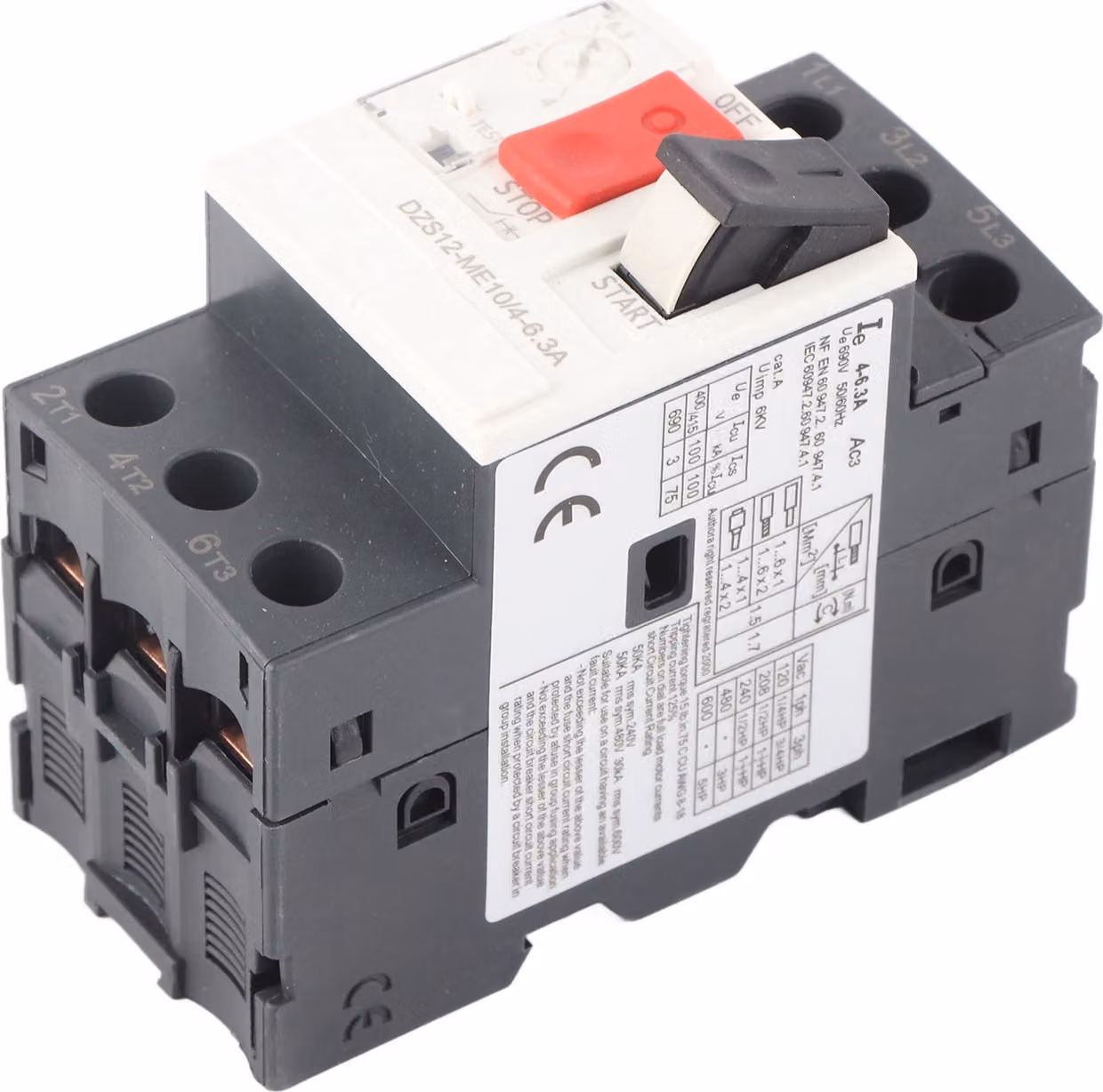 Interruttore di protezione motore GV2 ME10C 4–6,3 A – Interruttore di potenza per motori con protezione da sovraccarico e cortocircuito, montaggio su guida DIN, 690 V CA