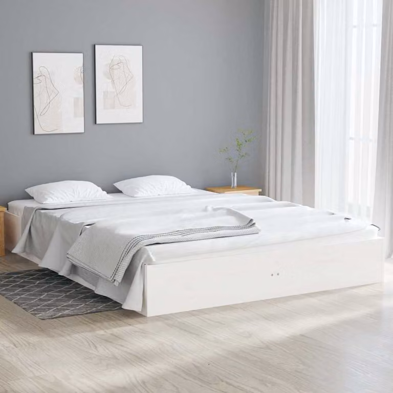 Giroletto Double vidaXL in legno massello di pino bianco laccato L/P/H: 135 x 190 x 137,5 cm