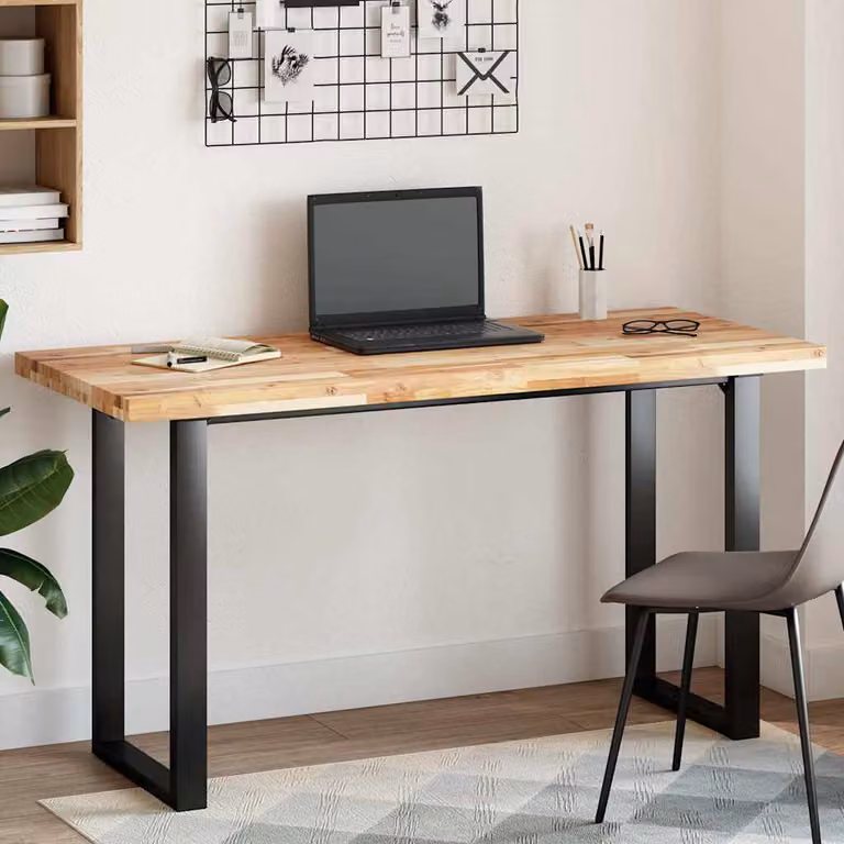 Piano Tavolo Rettangolare in Legno Massello di Acacia vidaXL, Marrone, L/P/H: 140 x 60 x 4 cm