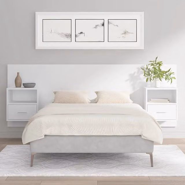 Testiera per letto con comodini integrati vidaXL in legno bianco L 120 cm x P 80 cm x H 150 cm