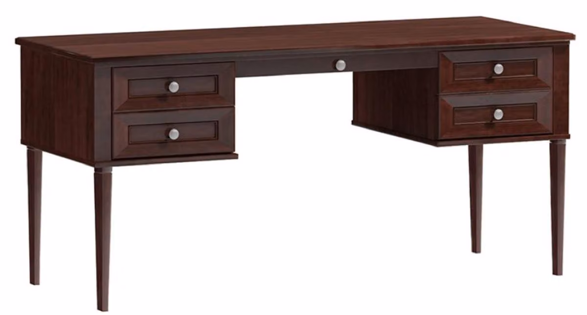 Casa Padrino scrivania con 4 cassetti marrone scuro / argento 160 x 65 x h. 76 cm - Mobili per ufficio