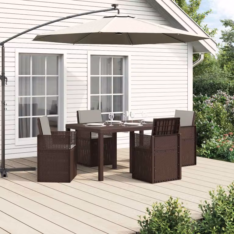 Set da pranzo per giardino e terrazza vidaXL in 5 pezzi marrone e grigio chiaro