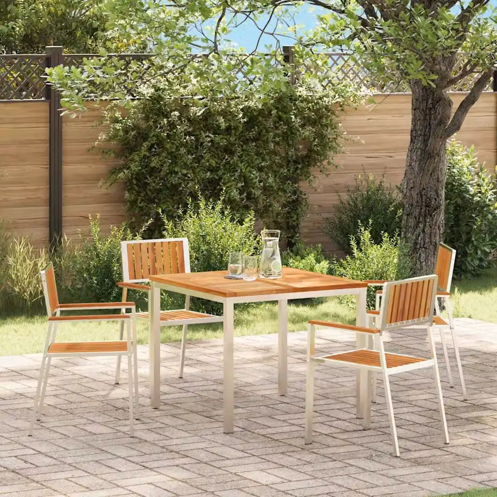 Set di 4 sedie da giardino vidaXL in legno di teak e acciaio inossidabile marrone