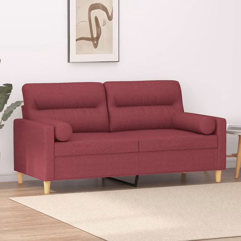 vidaXL Divano a 2 Posti Moderno in Tessuto Rosso con Cuscini e Coperture Rimovibili