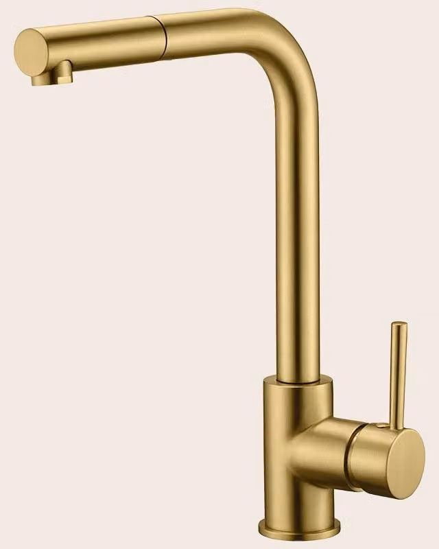 Rubinetto cucina estraibile Linda oro spazzolato