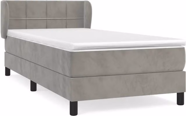 Letto singolo | Letto per adulti | Giroletto a Molle con Materasso Grigio Chiaro 100x200cm Velluto