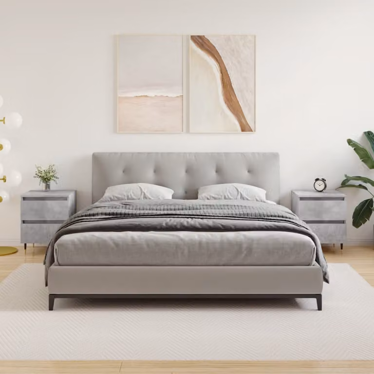 Set di 2 comodini vidaXL moderni in legno e metallo, colore grigio, L 40 cm x P 35 cm x H 50 cm, modello da appendere alla parete
