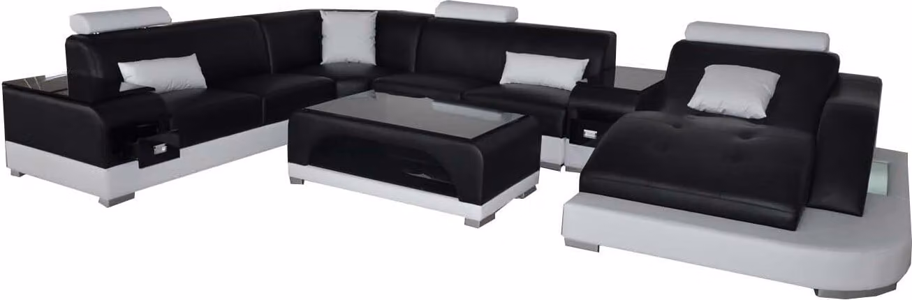 Leder Eck Sofa Eck Wohnlandschaft Garnitur Design Modern Couch Sofas U-Form +USB