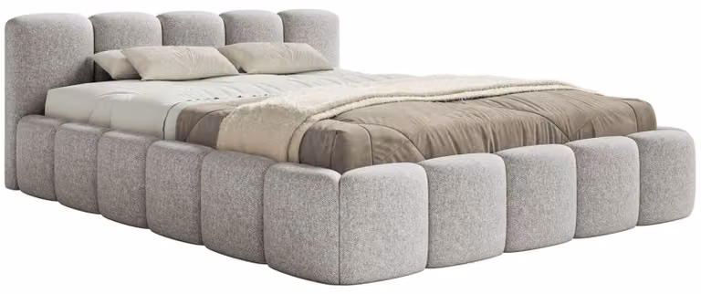 Selsey Cloudy Low – Letto imbottito 120x200 cm, ciniglia grigio chiaro