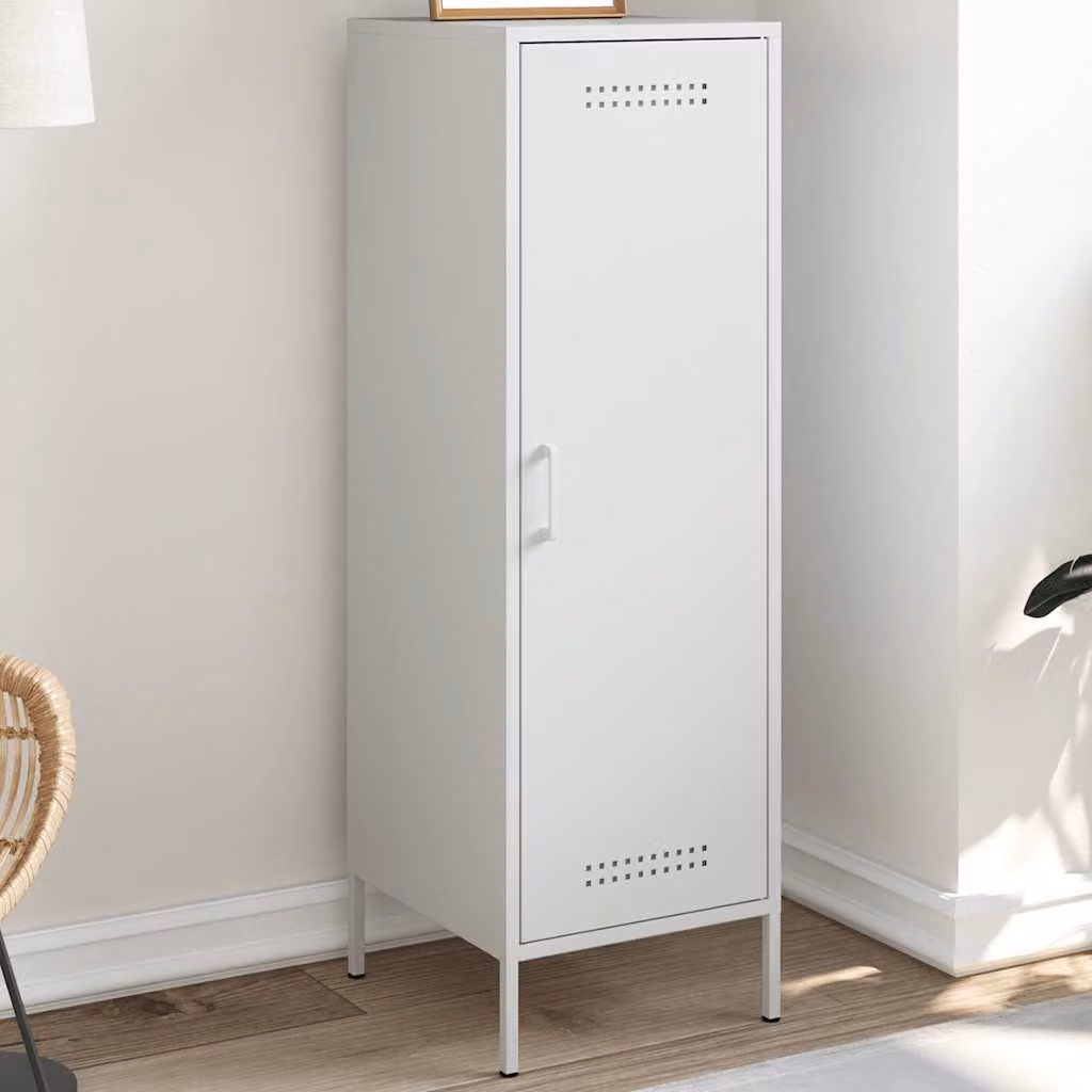 Credenza in metallo bianca stile industrial vidaXL con ante a battente L/P/H: 36 x 39 x 113 cm