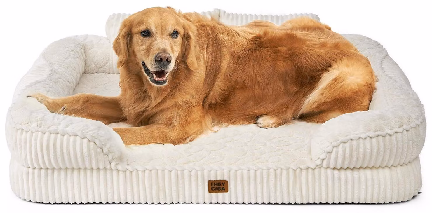 Elzusha - Cuccia ortopedica per cani con schienale alto, dimensioni 107 x 76 cm