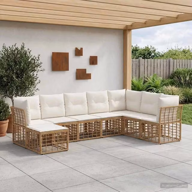 Set di divani da esterno Naturale Poliestere 3437534