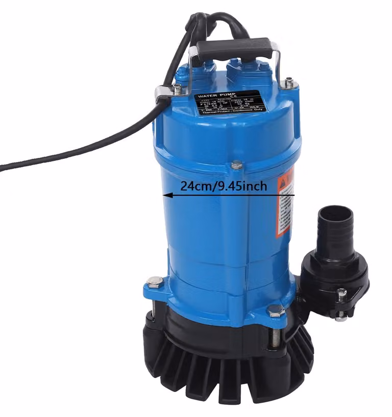 Pompa sommergibile per acque reflue, potenza 750 Watt, elevata portata, colore blu