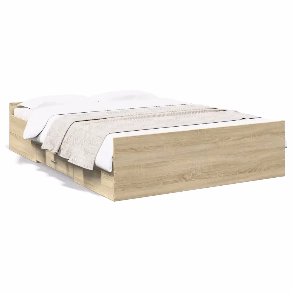 Letto con cassetti moderno vidaXL in legno color rovere con finitura opaca L/P/H: 193 x 120 x 40 cm – 2