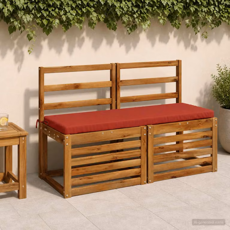 Set di 2 cuscini per panchina vidaXL SOEST in poliestere rosso con imbottitura in schiuma e coperture lavabili