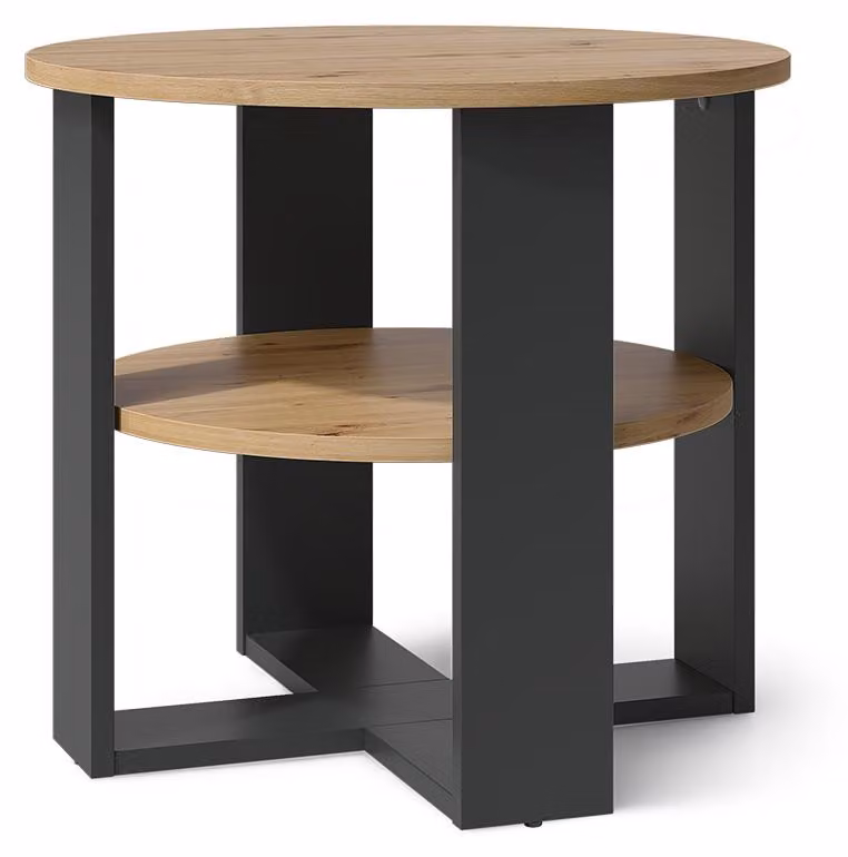 Tavolino da salotto Vicco Romeo Antracite/Rovere artigianale 53 x 53 cm, Model 62732
