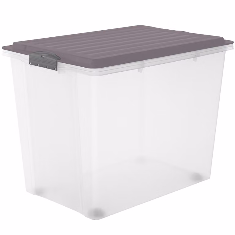 Scatola Rotho con rotelle 70L COMPACT - Scatola in plastica da 57,0 x 39,5 x 43,5 cm - Scatola impilabile con coperchio - Scatole richiudibili in modo sicuro