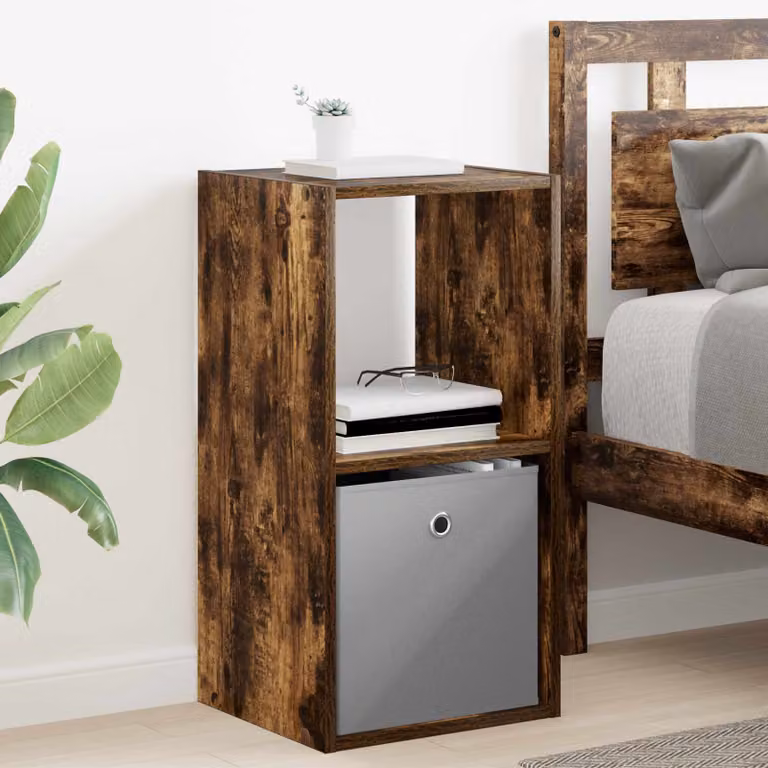Comodino vidaXL in legno ingegnerizzato Rovere Fumo, design moderno, L 35 cm x P 32 cm x H 68,5 cm