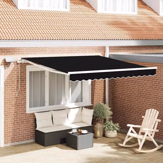 Tenda retrattile Nero 300 x 250 cm Tessuto e Alluminio 3330034