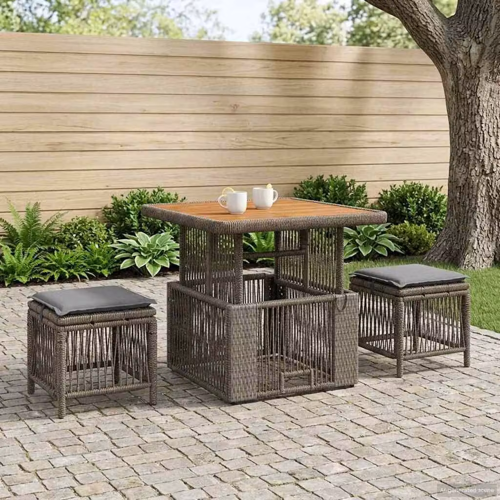 Maison Exclusive - Set da giardino per esterni, composto da 3 pezzi, in rattan sintetico grigio e grigio scuro