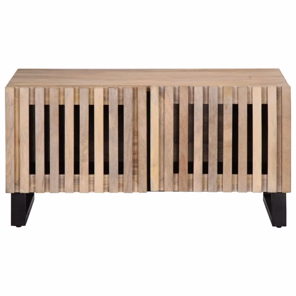 Tavolino da Salotto Bianco 80x51x40 cm Legno Massello di Mango