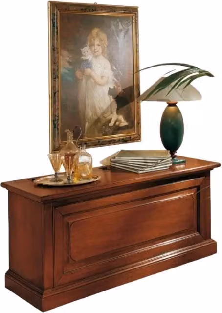 Cassapanca classica in legno tinta noce 135x43x60 - Mobili 2G