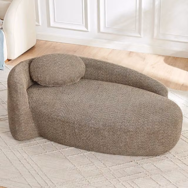 Divano Morbido in Tessuto Teddy ¨C MINIMAL ¨C Marrone, Cuscini Imbottiti