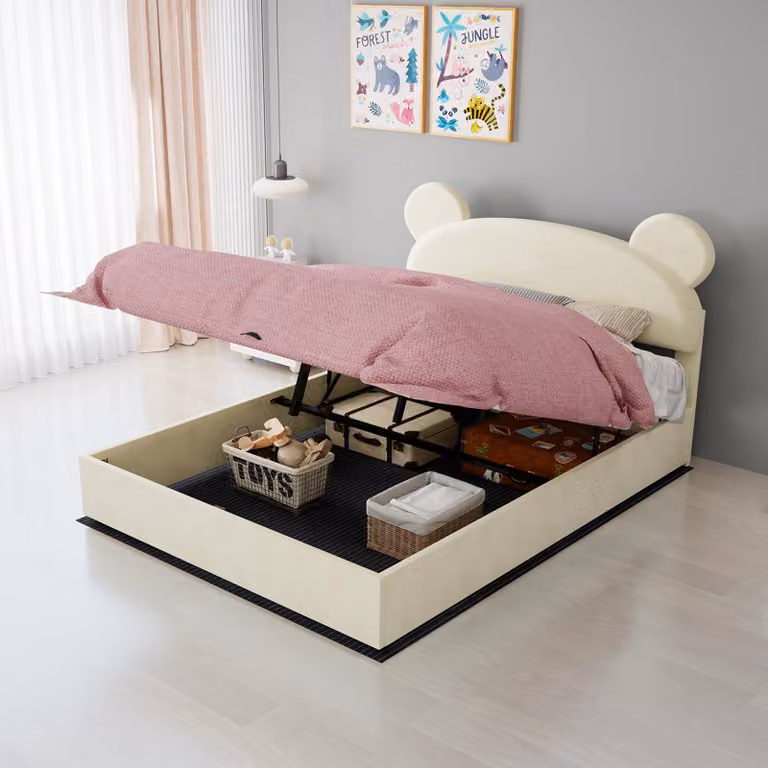 Letto imbottito 90x200 cm con prese USB e prese di corrente, illuminazione LED e 2 cassetti, struttura del letto con testiera imbottita, ideale per la camera da letto