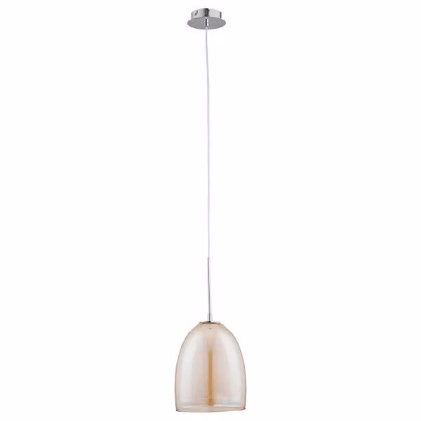 Lampada a sospensione Ronda cromata-color tè 1xE27x60W vetro, dimensioni: 100x18x18 cm IP20 Alfa