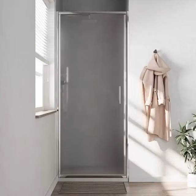 Porta doccia rettangolare Parama con apertura a battente, profili slim cromati e vetro opaco da 6 mm, L: 100 cm, H: 190 cm