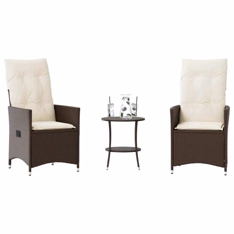 Maison Exclusive - Set da bistrot 3 pezzi con cuscini Marrone Poly Rattan
