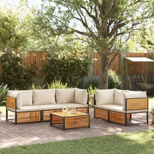 Set Divano da Giardino 6 pz con Cuscini in Massello di Acacia 3214920