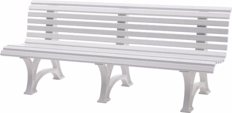 Panchina da giardino Jamaica | 4 posti | bianco | HxLxP 80x200x64cm | plastica resistente agli agenti atmosferici e ai raggi UV | panchina da parco Panchina da esterno Balcone da giardino Terrazza