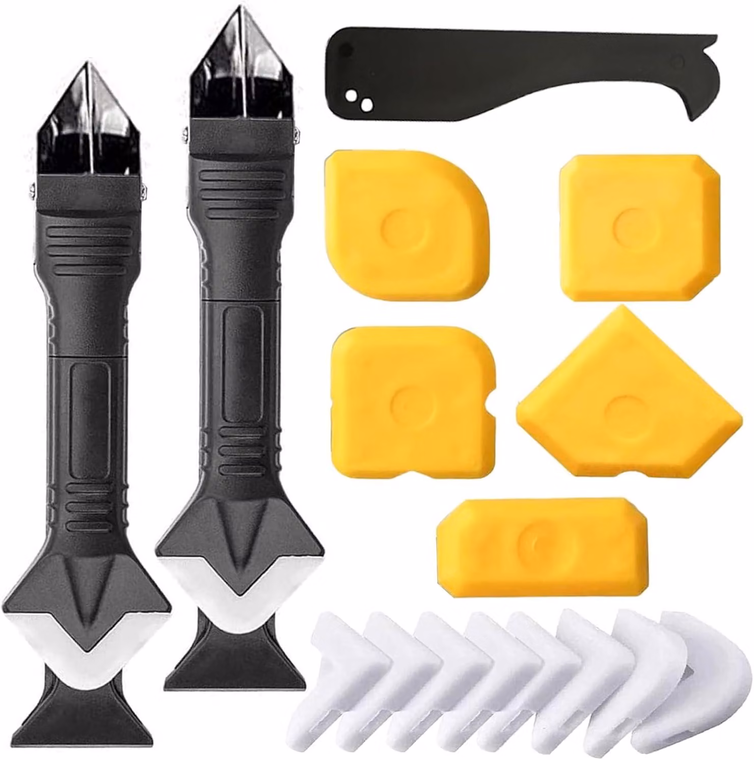 Set di strumenti per sigillatura in silicone, composto da 18 pezzi, kit 3-in-1 con 10 spatole di ricambio e 5 raschietti, ideale per cucina e bagno