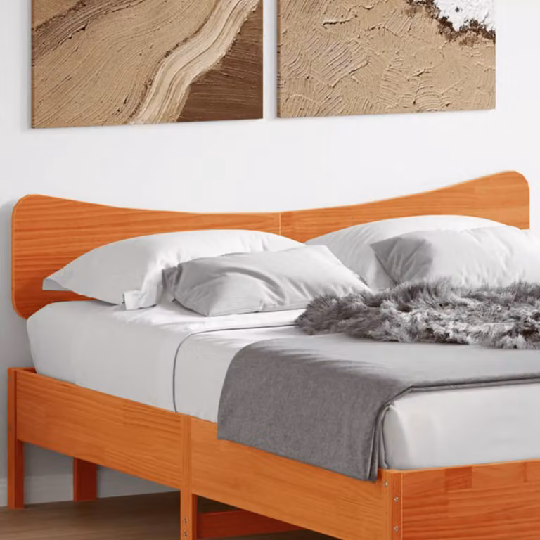 Testiera per letto vidaXL in legno massello di pino, finitura cera marrone e arancione, stile rustico, per materasso 140x200 cm