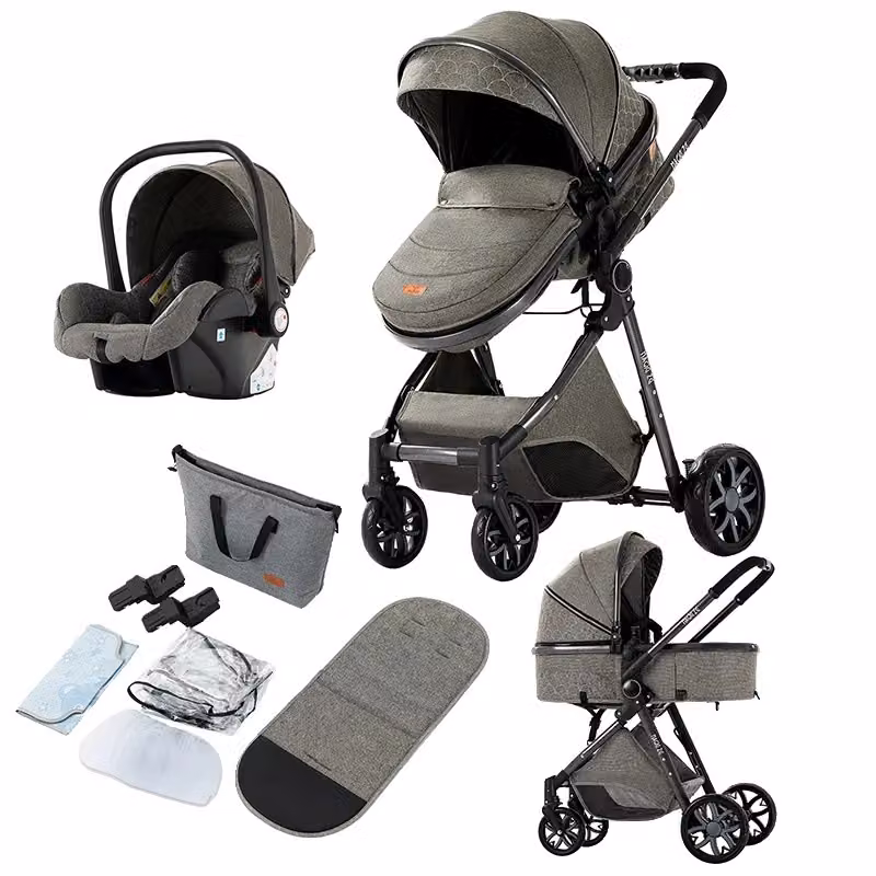 Carrozzina 3-in-1, capacità di carico di 20 kg, portatile e pieghevole, colore grigio scuro (V9)
