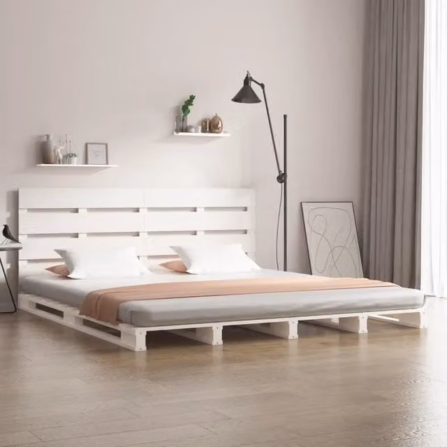 Giroletto senza Materasso Bianco 140x200 cm Legno Massello Pino