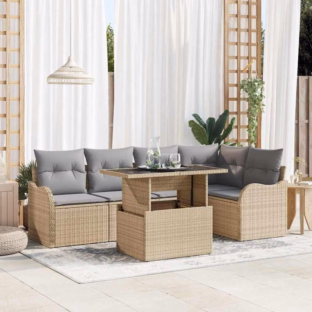 Maison Exclusive - Set da pranzo per 6 persone, rattan sintetico beige