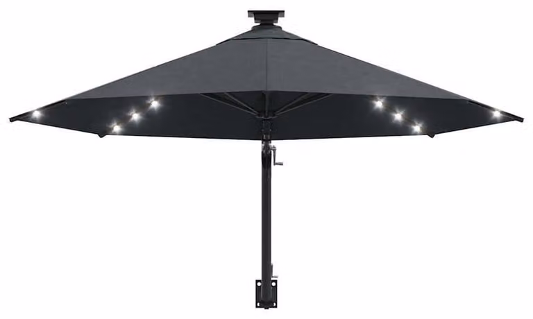 Ombrellone da giardino, tessuto in poliestere resistente ai raggi UV, diametro 300 cm, palo in metallo, design per montaggio a parete, maniglia con meccanismo a carrucola