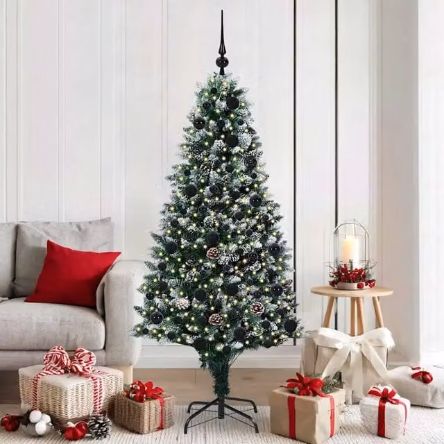 Albero di Natale artificiale classico vidaXL verde con 300 LED luce bianca calda, Altezza: 180 cm