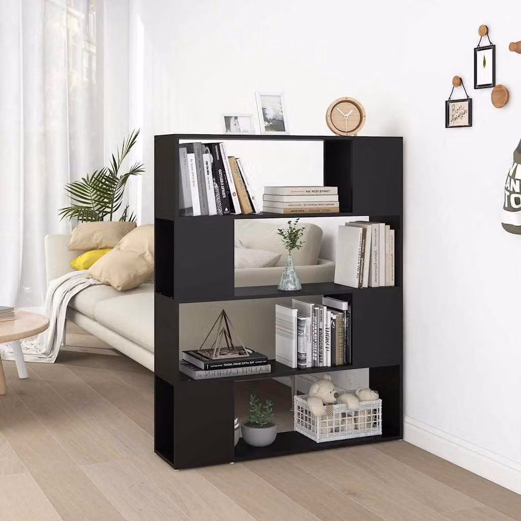 Libreria/Divisorio vidaXL Nero con scomparti per media L: 100 cm, P: 24 cm, H: 124 cm