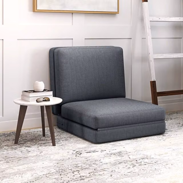 Divano da pavimento 3 in 1 pieghevole WISHDOR in velluto grigio scuro per soggiorno e camera da letto