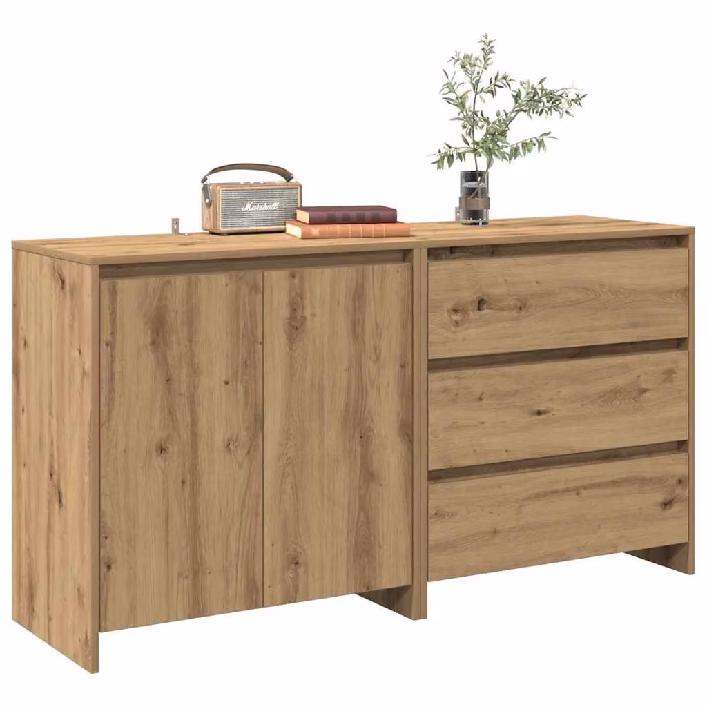 Set di 2 credenze vidaXL in legno multistrato e MDF color rovere marrone per la tua sala da pranzo