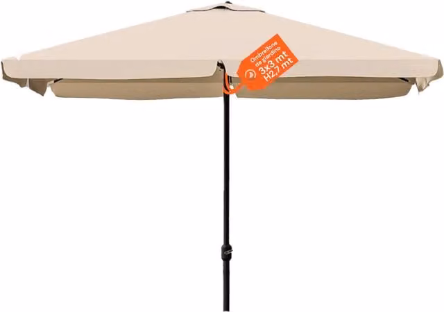 Ombrellone da Giardino Zendea Regolabile con Snodo Inclinabile e Carrucola in Acciaio e Poliestere L: 300 cm x P: 300 cm