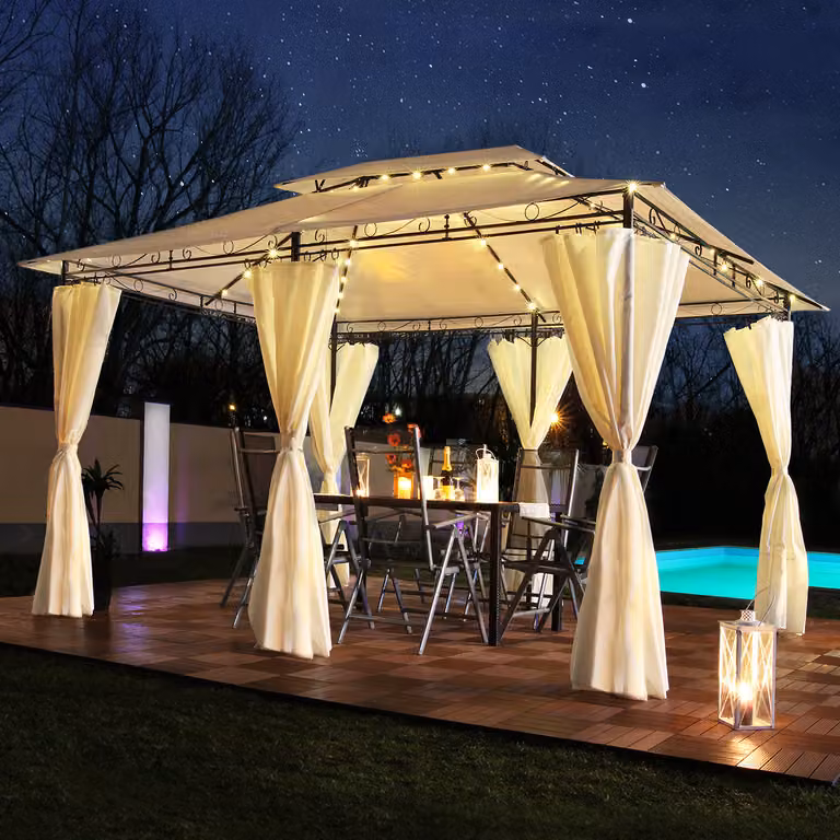 LED - Padiglione 3x4m Padiglione da giardino Minzo Padiglione solare Tenda da giardino Padiglione di design