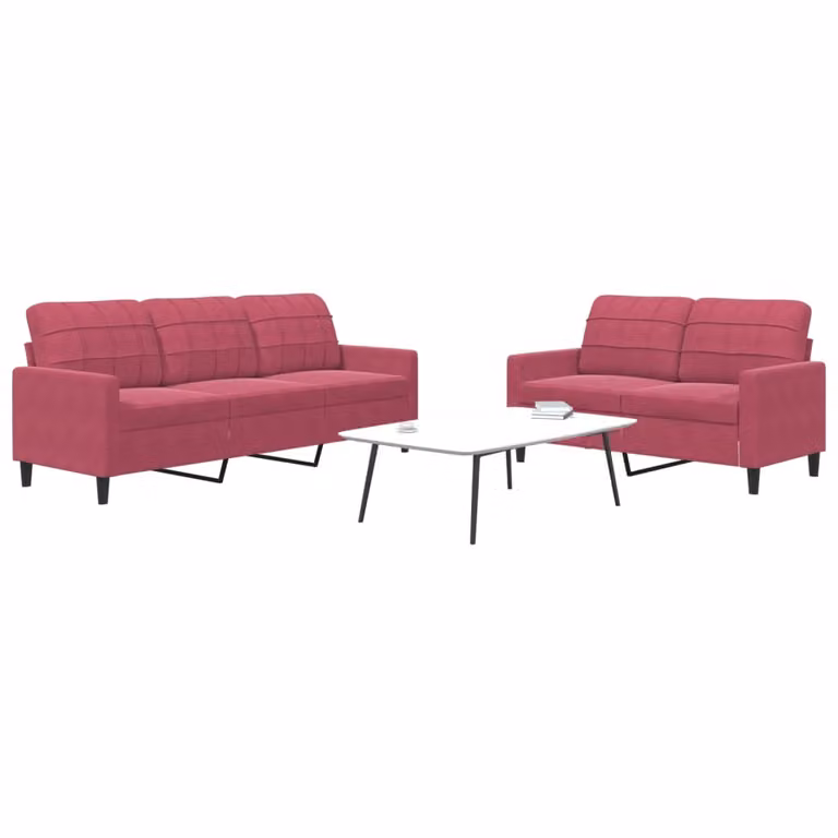 Maison Exclusive - Set divano a 2 posti con cuscini in velluto bordeaux